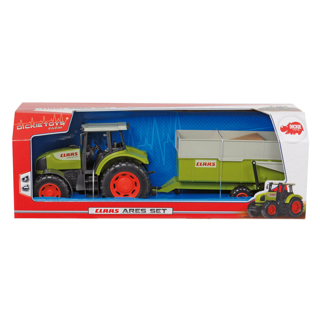 Dickie toys claas - tractor aanhangwagen - 57 cm - speelgoedvoertuig