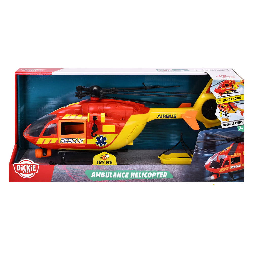 Dickie toys - ambulance helicopter - ziekenhuis helicopter - licht en geluid - draaiende propeller - vanaf 3 jaar