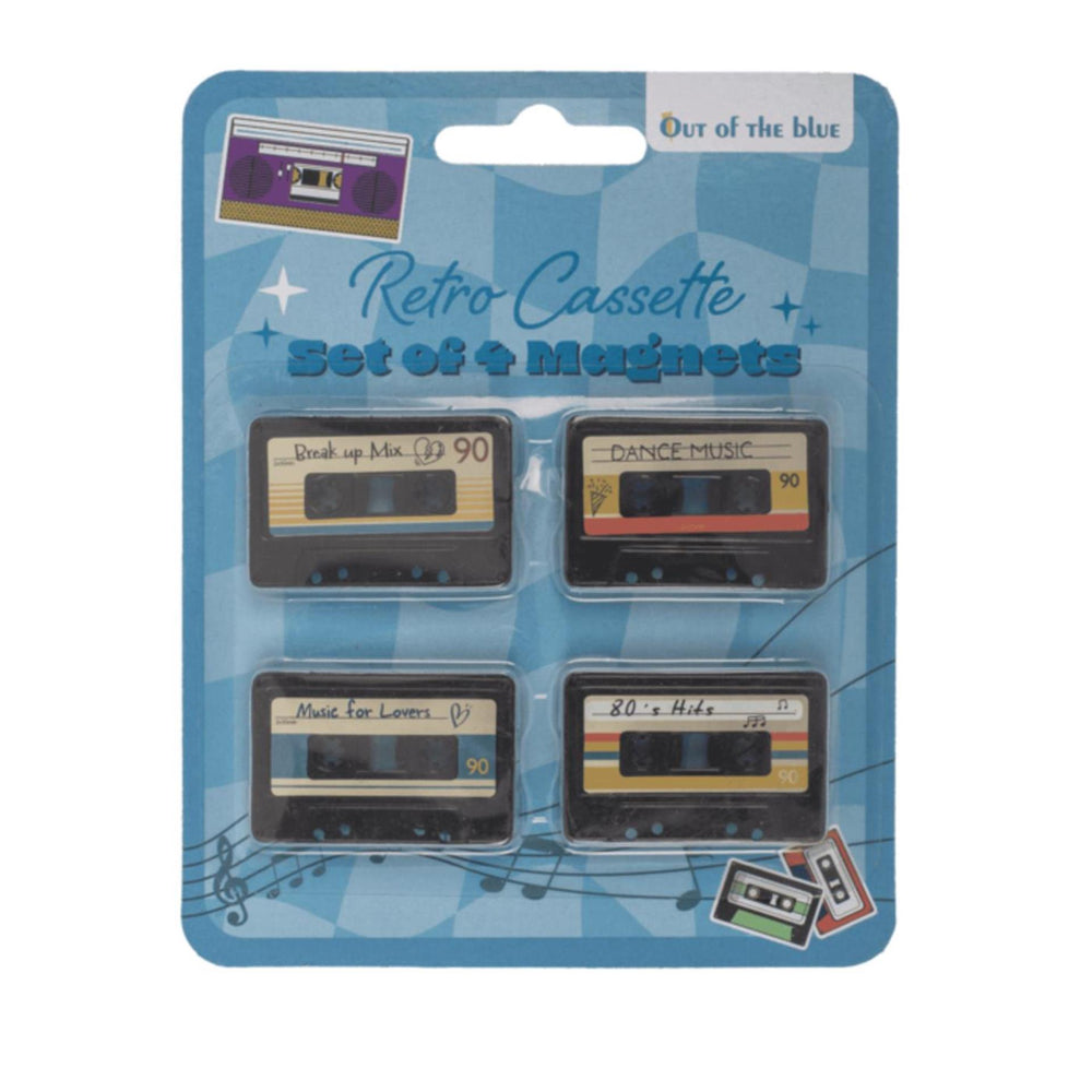 Ootb koelkastmagneten retro cassette 3x4,2cm set van 4 stuks