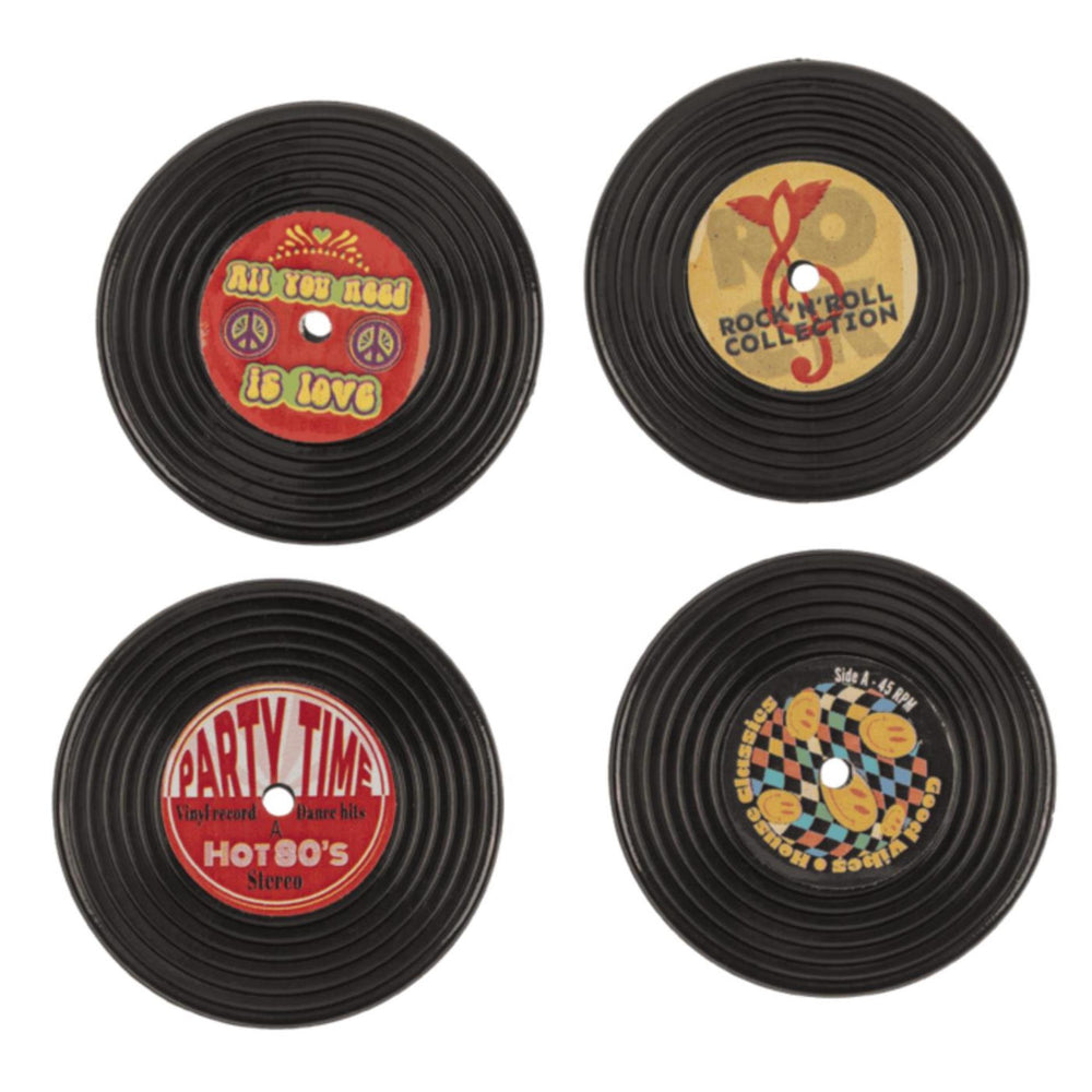 Ootb koelkastmagneten retro lp 4,2x4,2cm set van 4 stuks