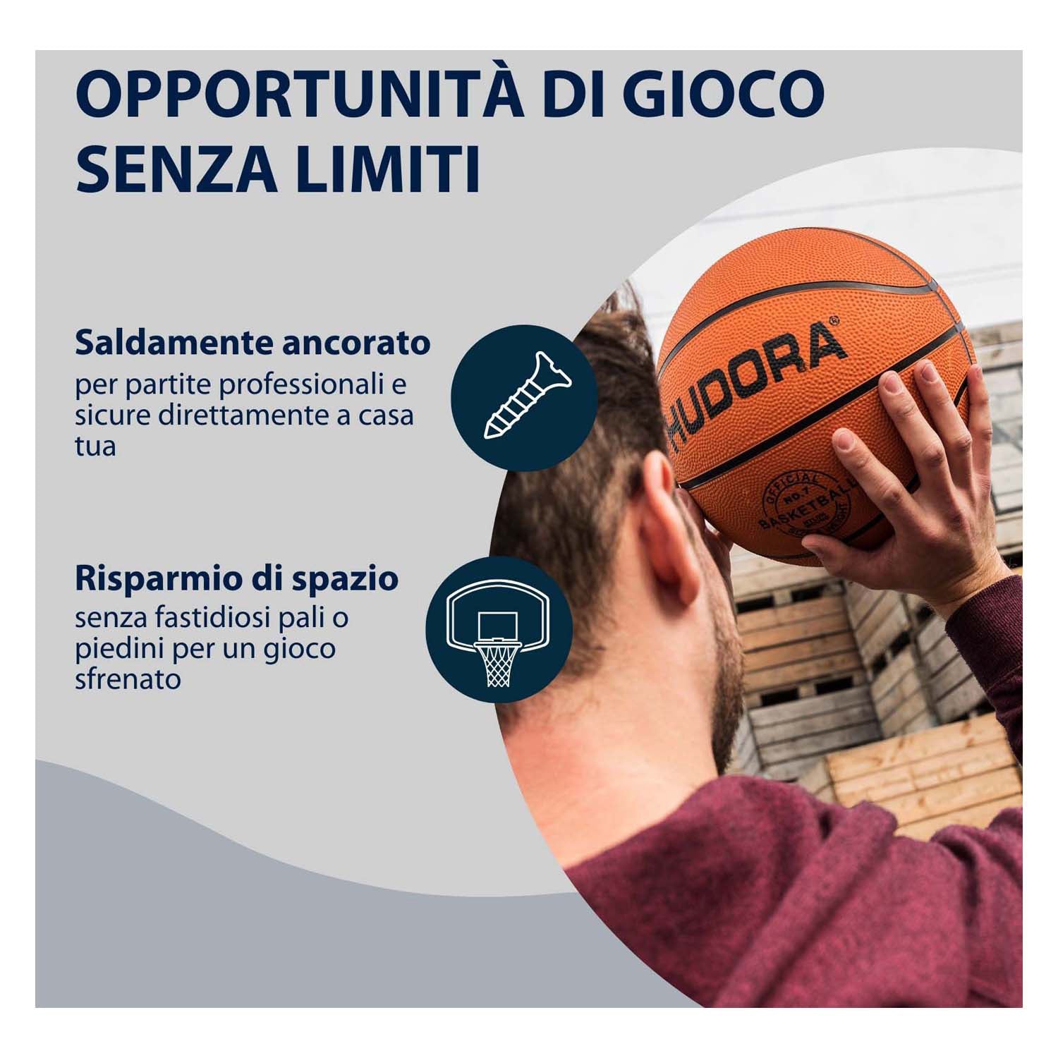 Hudora basketbalring metaal met netje