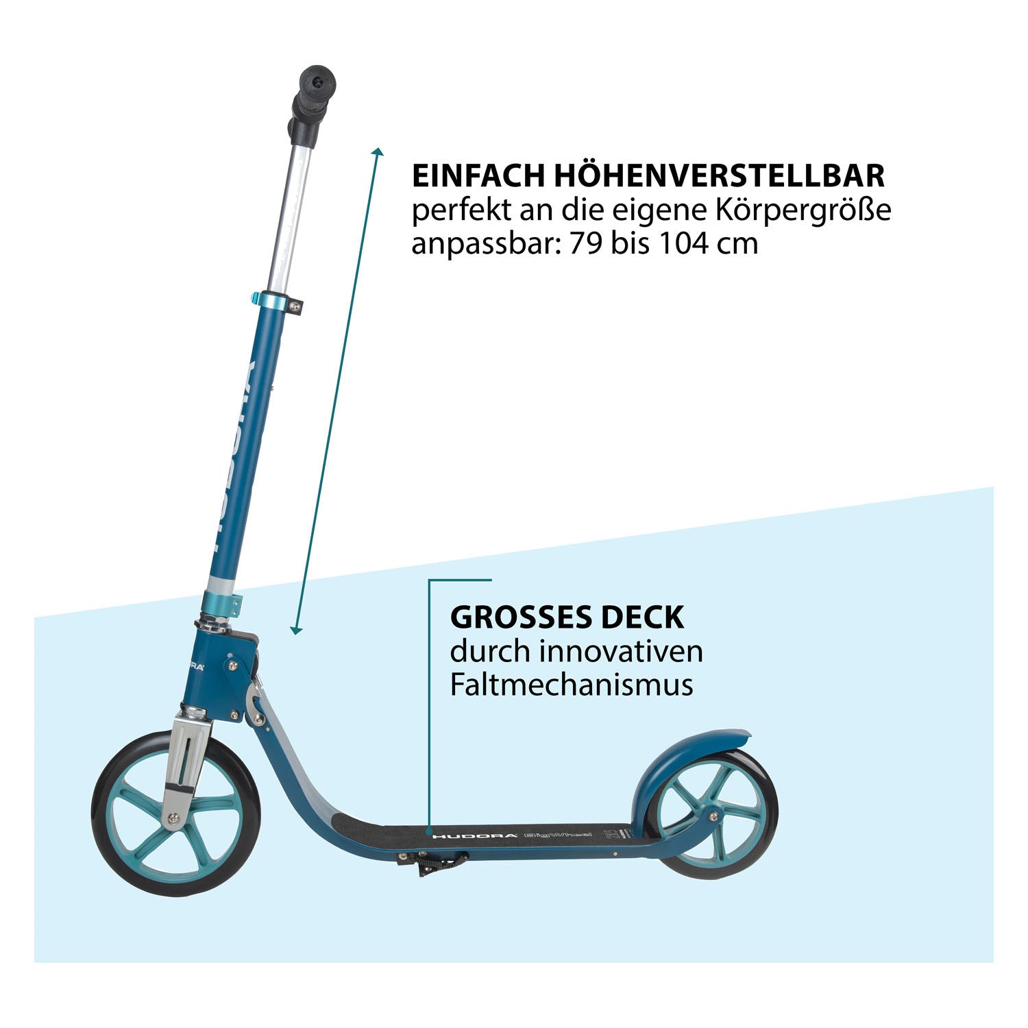 HUDORA Big Wheel Step 215 Scooter Step - Azuur Blauw