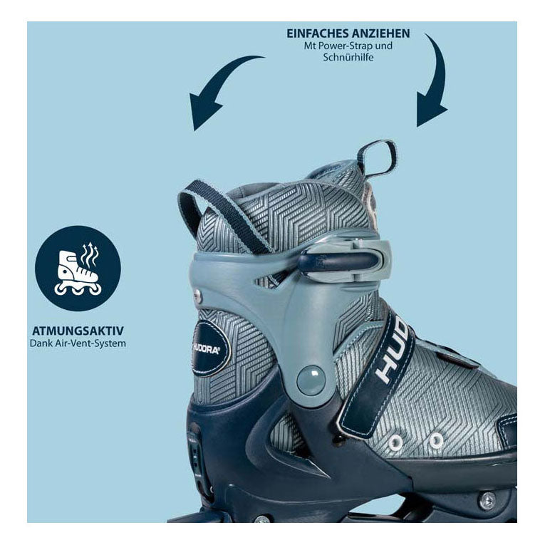 Hudora skeelers leon 2.0 oceaanblauw, maat 33-36