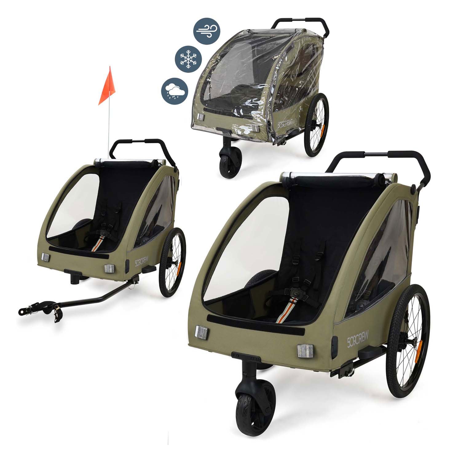 Fietskar met regenhoes