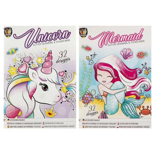 Grafix Colouring Glitter Sticker Book A4