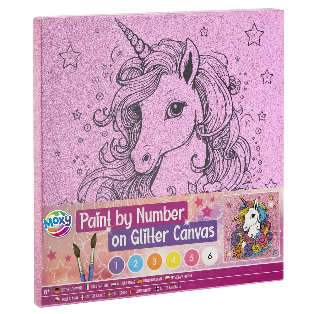 Creatieve hobbygroep schilderen op nummer glitter canvas, 9dlg.