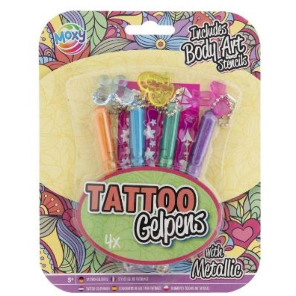 Moxy tattoo gelpennen metallic met sjabloon set a 4