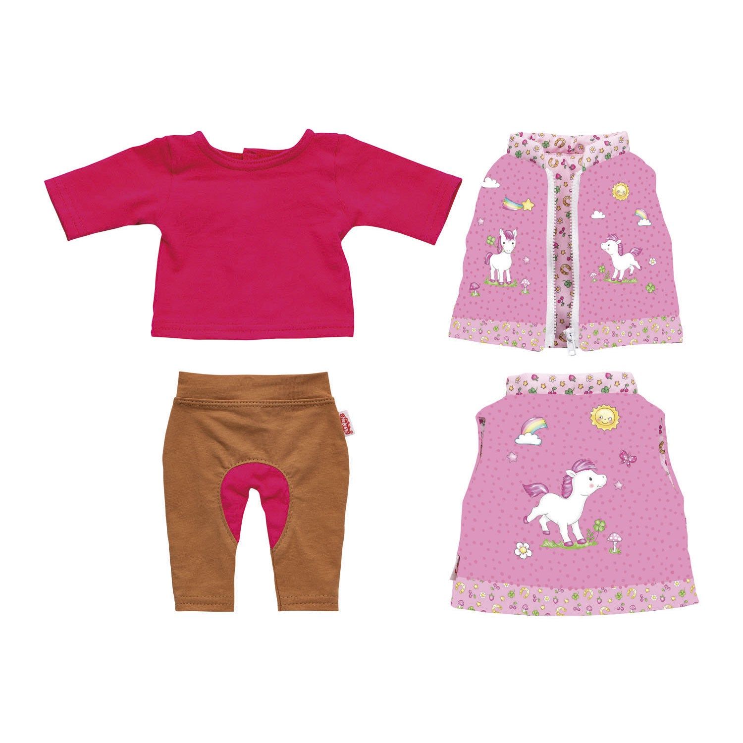 Heless poppenoutfit paardrijden - eenhoorn, 28-35 cm