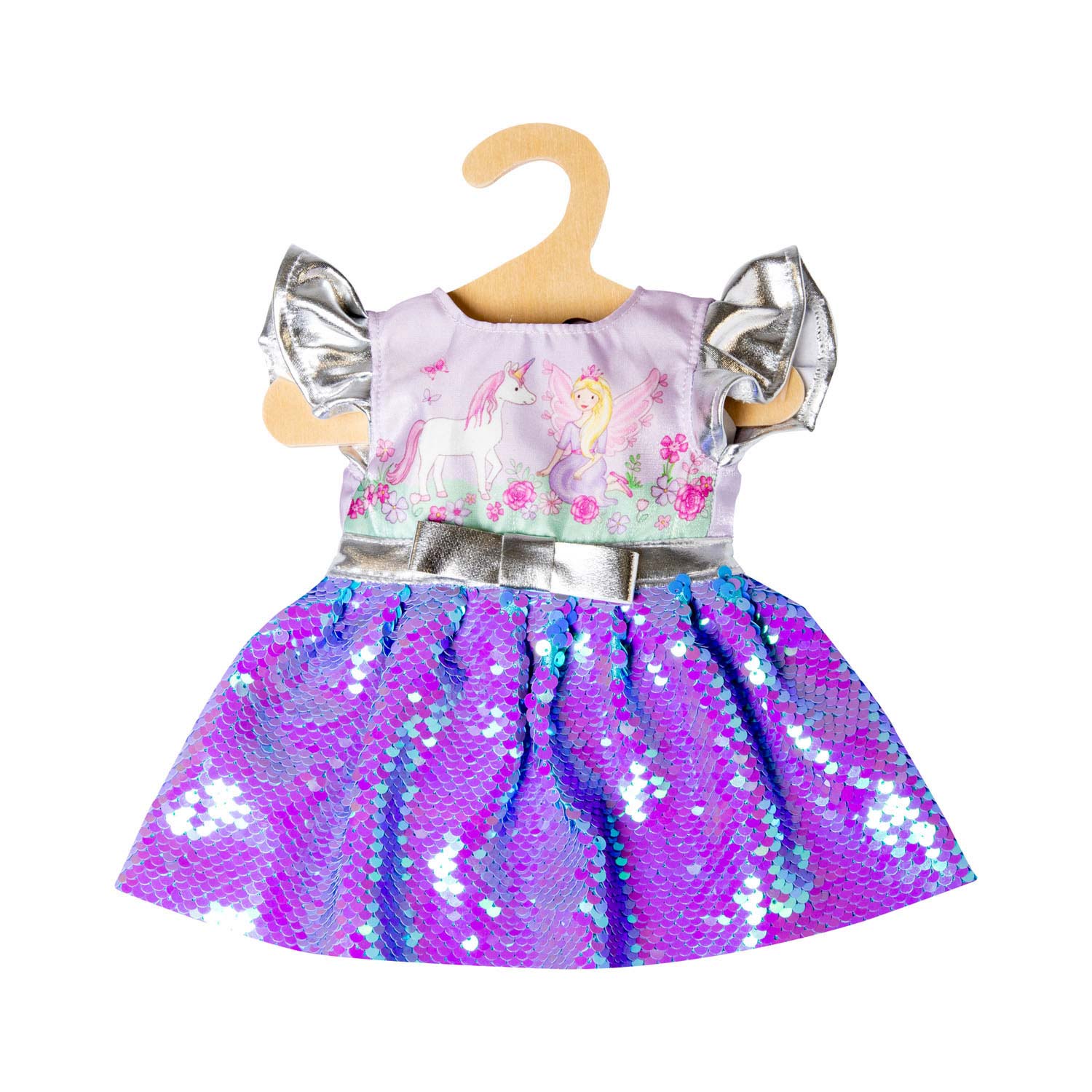 Heless poppenjurk fee en eenhoorn met pailletten en kroon, 28-35 cm