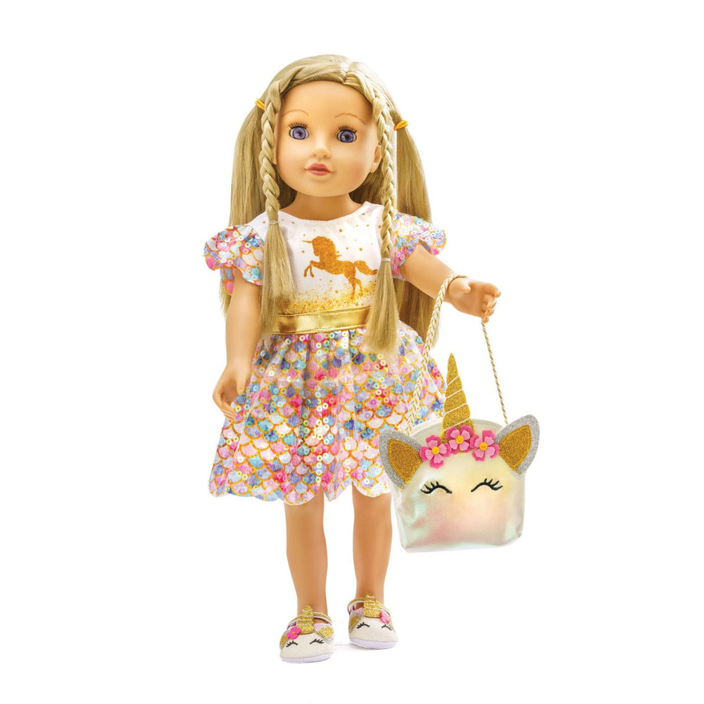 Poppenjurk Eenhoorn Goudachtig, 35-45 cm