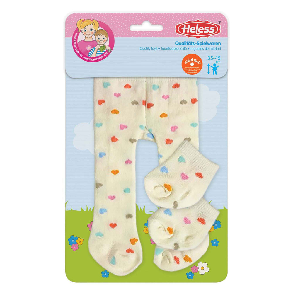Heless poppen maillot met sokjes hartjesconfetti, 35-45 cm