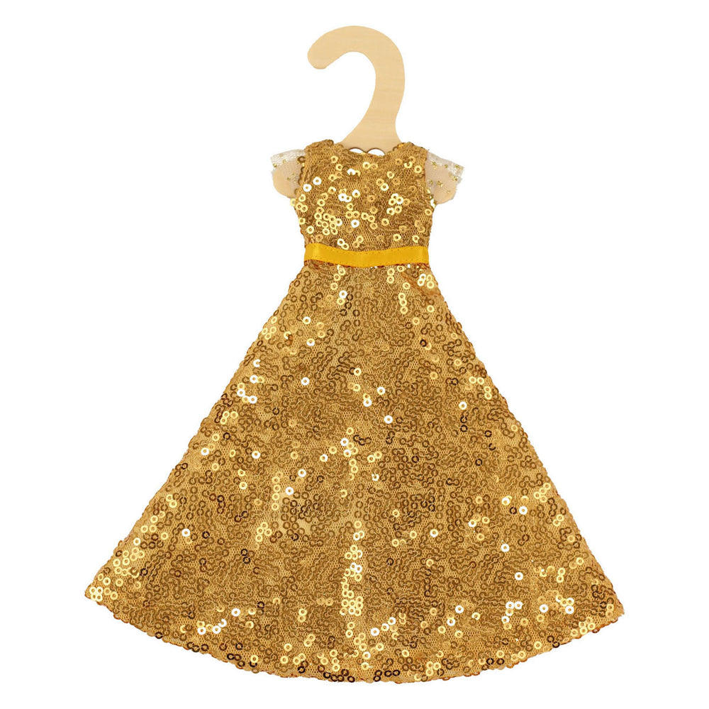 Heless paillettenjurk goldstar voor modepoppen - 29cm