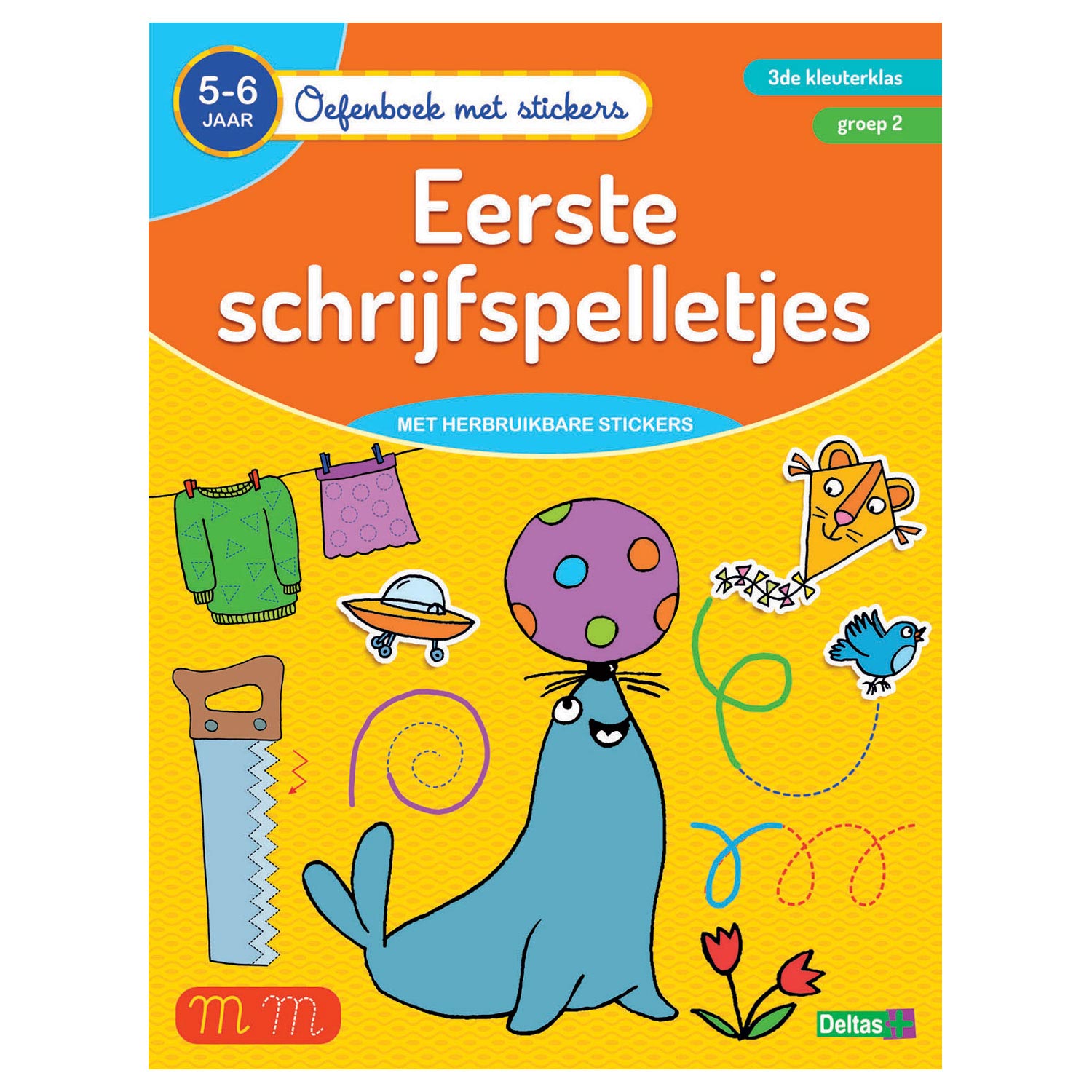 Deltas oefenboek met stickers - eerste schrijfspelletjes (5-6 jaar)