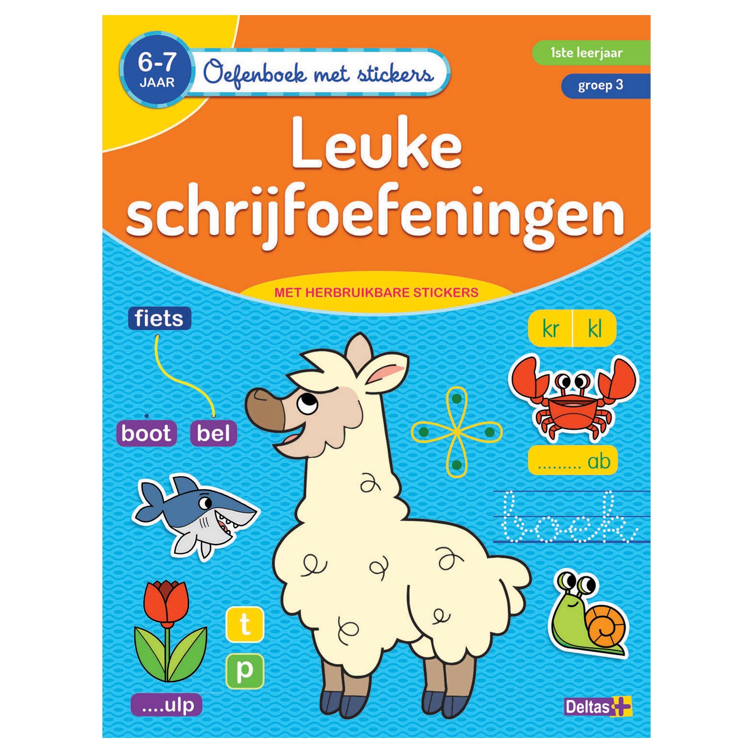 Deltas oefenboek met stickers - leuke schrijfoefeningen (6-7 jaar)