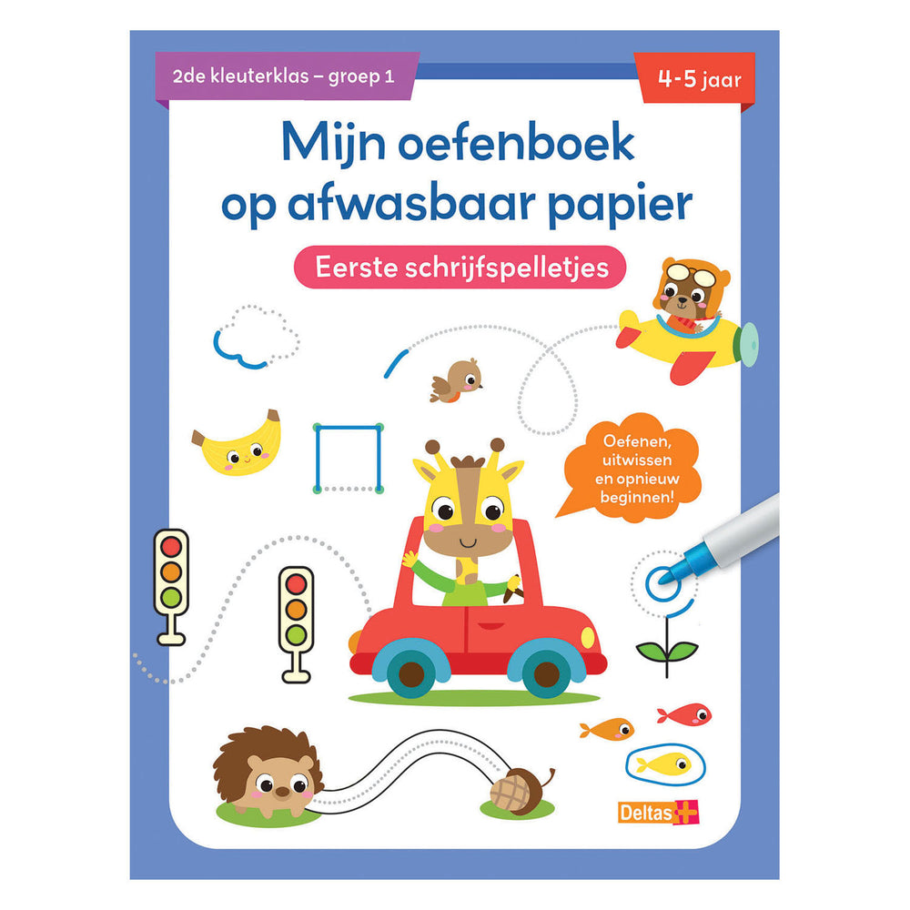 Deltas oefenboek afwasbaar papier eerste schrijfspelletjes (4-5 j.)