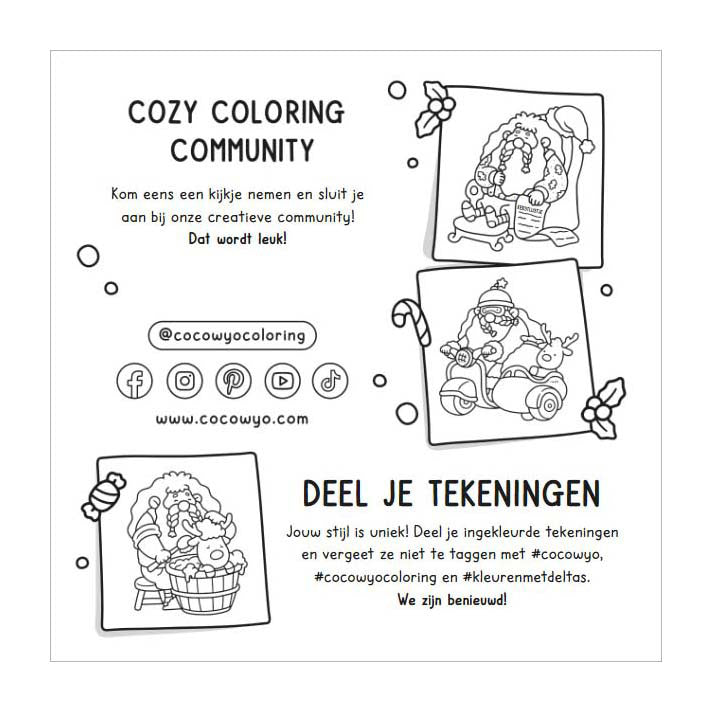 Deltas cozy christmas cute comfy kleurboek coco wyo
