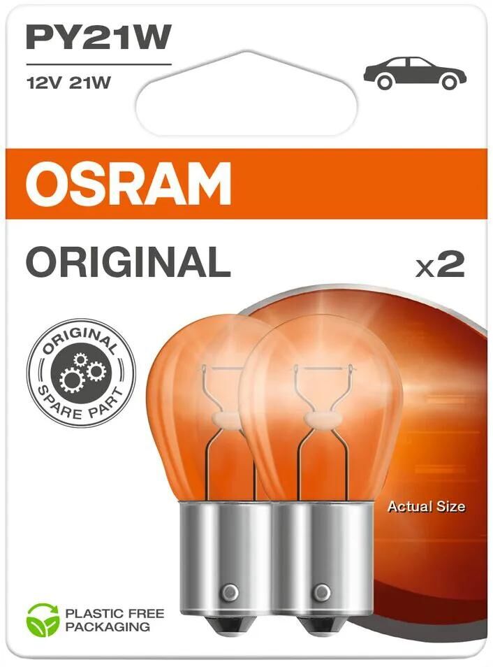 Osram kugellampe ball bulb 12v 21w 2pcs. orange blister