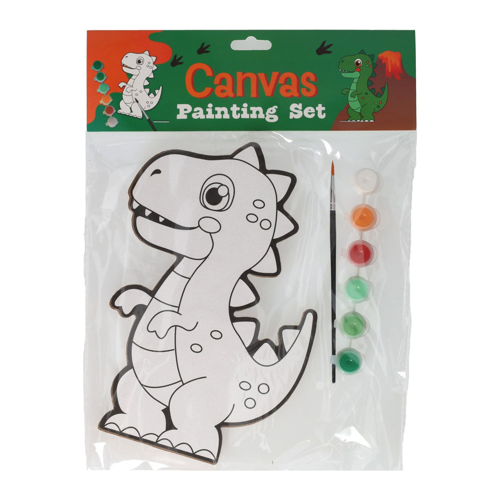 Wins holland canvas schilderen - dino - incl penseel en 6 kleuren verf