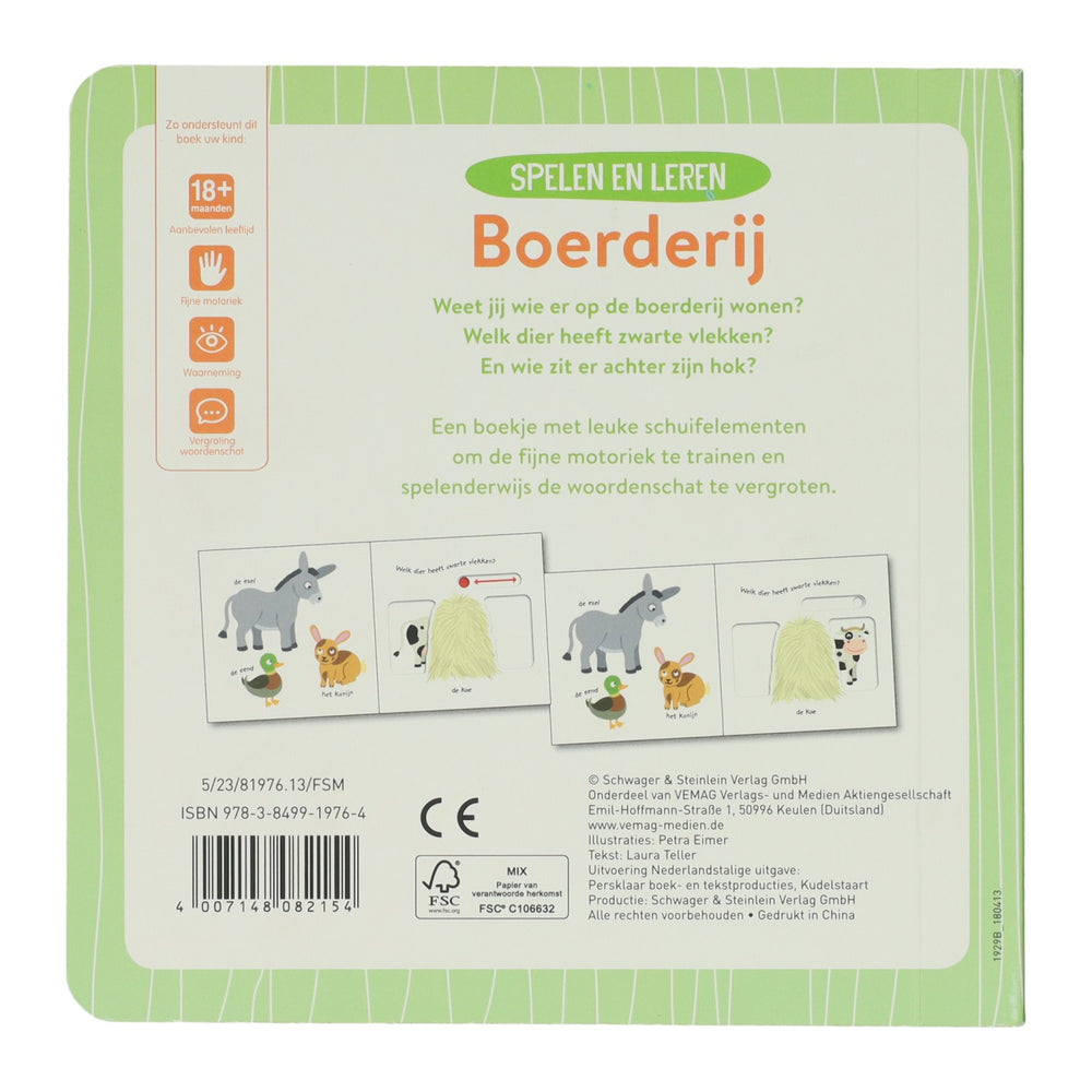 Wins holland kartonnen schuifboekje - spelen en leren boerderij