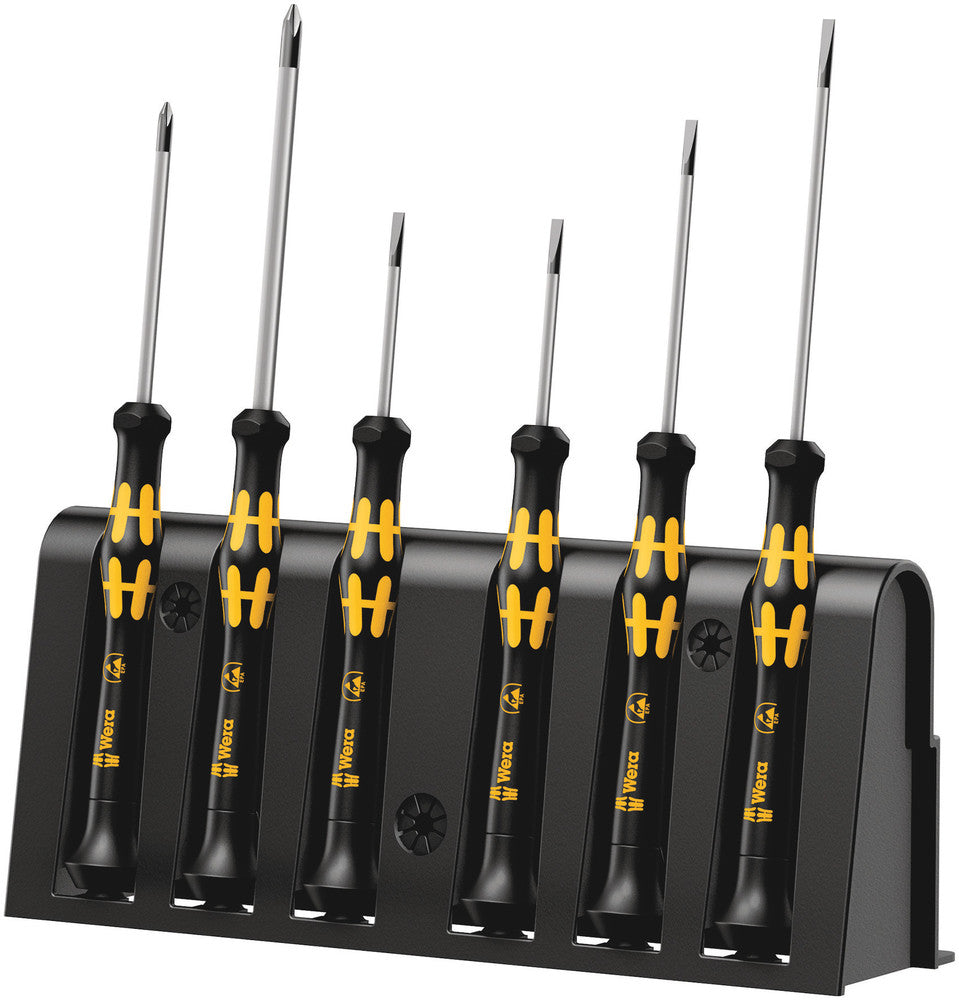 Wera micro esd schroevendraaierset met rek (zwart geel, 6-delig)