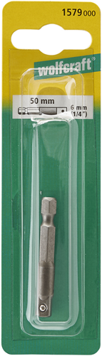 Wolfcraft adapter | voor dopsleutel | 6mm (1 4) | l 50mm | 1 stuk - 1579000