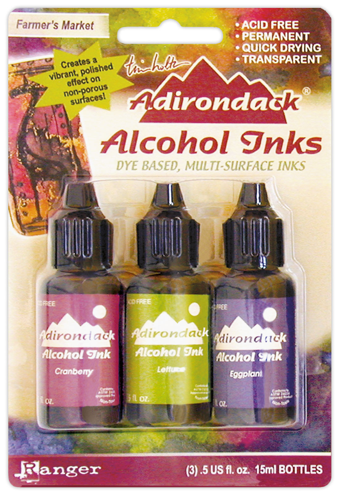 Ranger ink ranger • tim holtz adirondack alcohol inks cranberry, lettuce eggplant 14ml