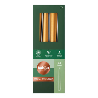Gotische kaarsen 245 24 4x metallic goudoranje