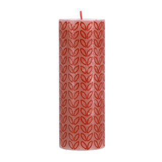 Bolsius stompkaars rustiek 19 x 6,8 cm mistig roze met print