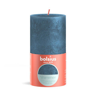 Bolsius stompkaars rustiek 13 x 6,8 cm glans blauw