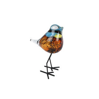 No brand sculptuur vogel op voet glas 12x8,5x14,5 cm | 2 stuks