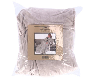 Plaid met mouwen 150x200 puimsteen