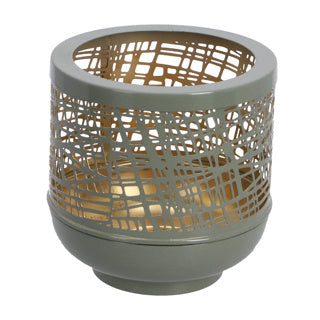 No brand windlicht heidi s groen goud metaal 14x14x14cm | 2 stuks