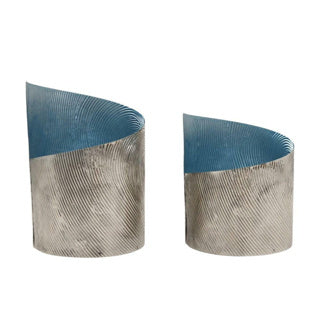 Overige merken theelichthouders 2 stuks savy blauw metaal
