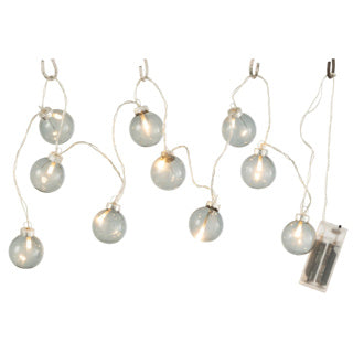 Lichtketting led op batterij glazen bollen grijs 165 cm | 4 stuks