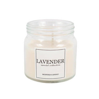 Geurkaars in glas lavendel creme 6 cm