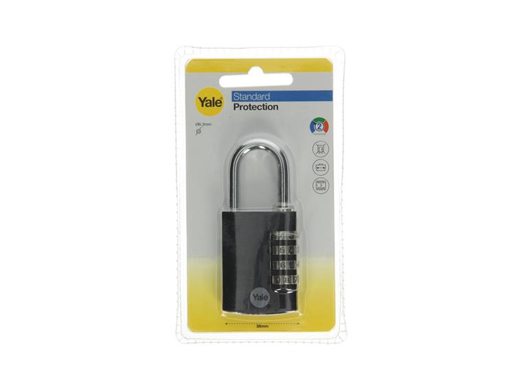 Yale 1065059 - hangslot 38mm alu zwart std | 6 stuks