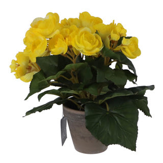 Edelman kunstplant begonia geel in pot | 2 stuks