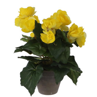 Edelman kunstplant begonia geel in pot | 2 stuks