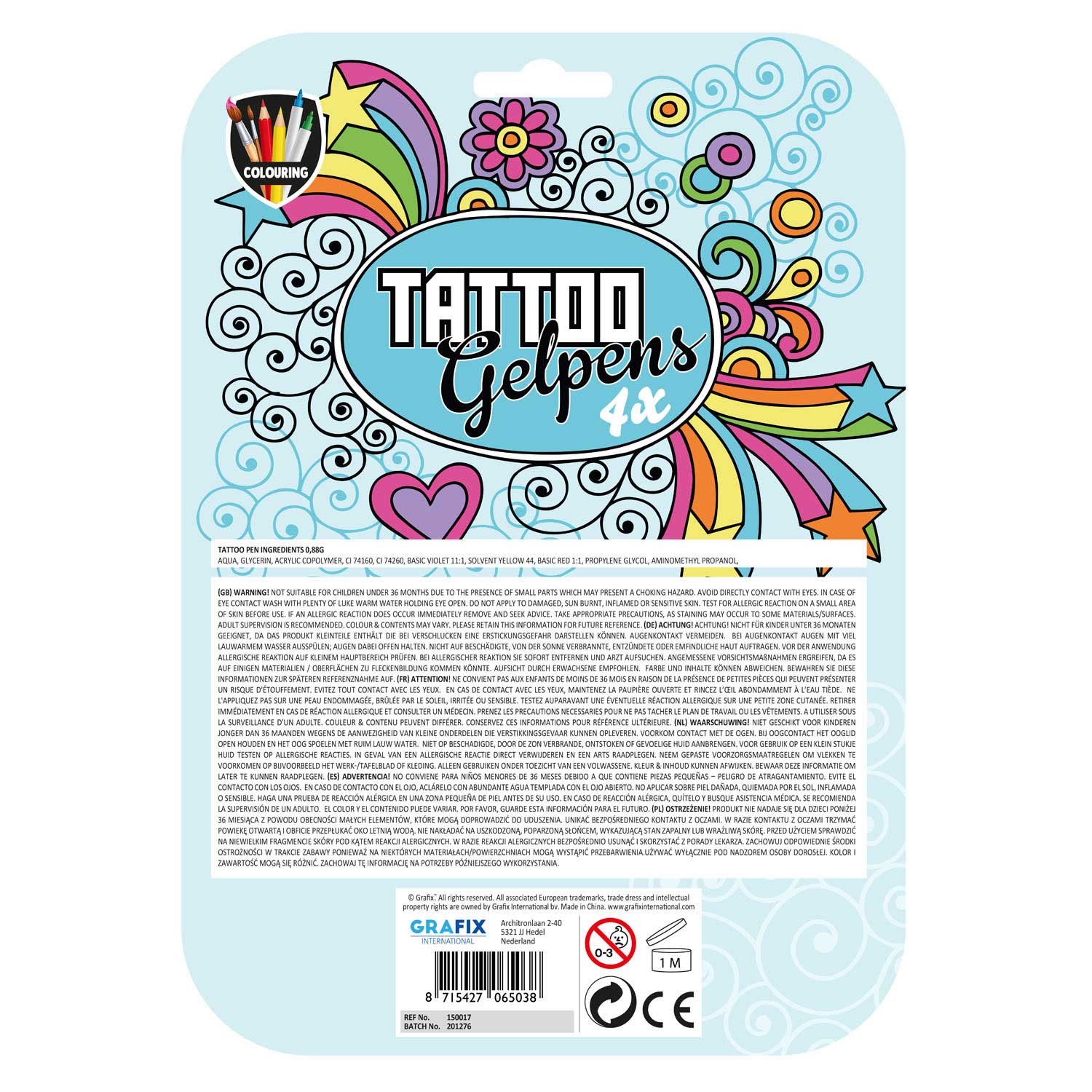 Creatieve knutselgroep tattoo gelpennen, 4st.