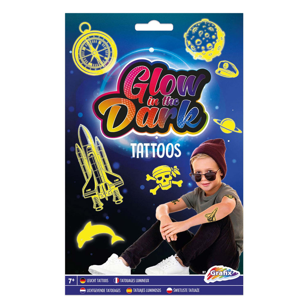 Creatieve knutselgroep glow in the dark tattoos - blauw