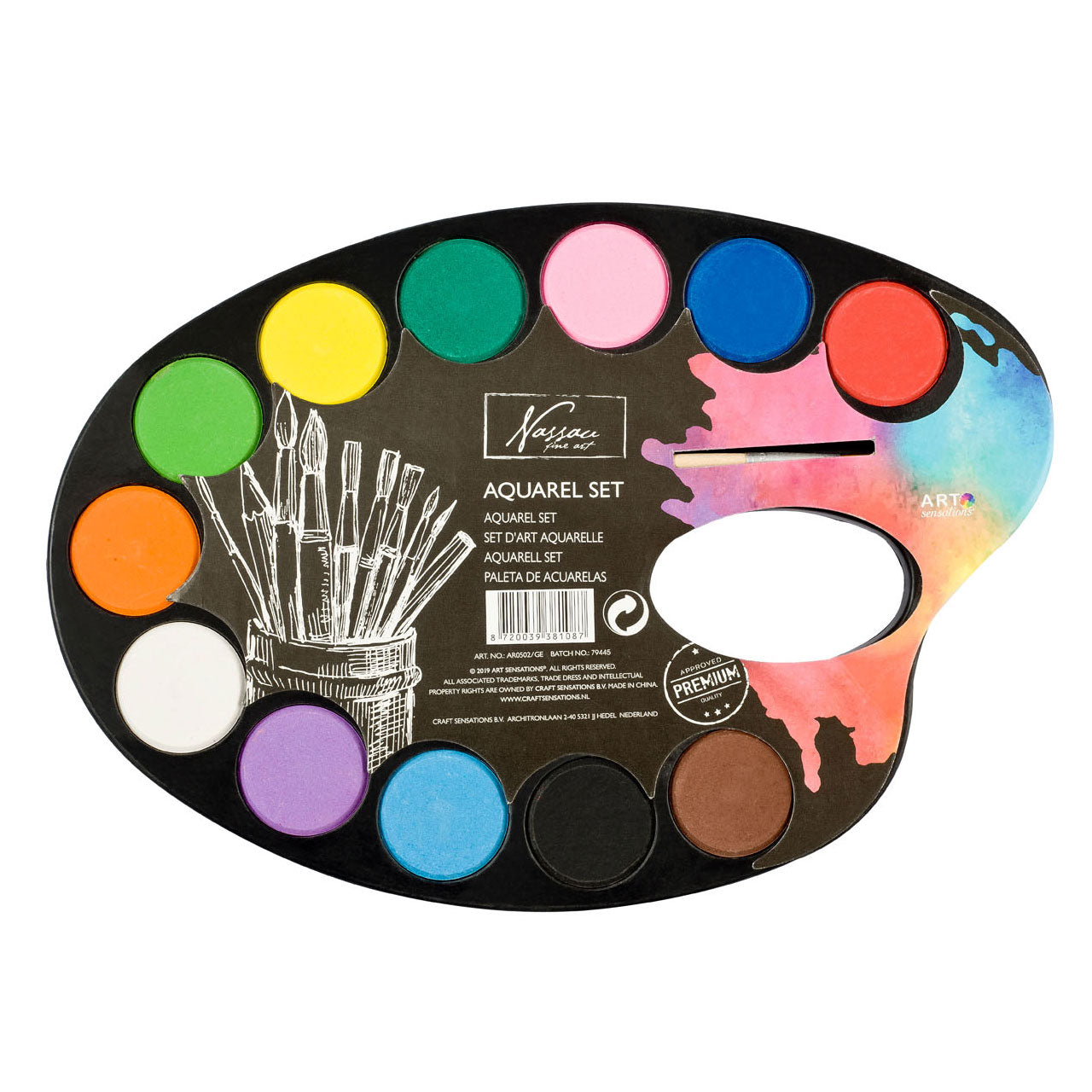 Creatieve ambachtsgroep verfpalet aquarel, 12 kleuren