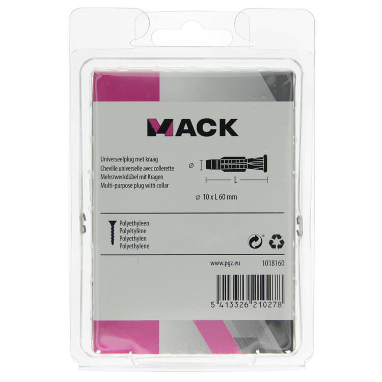Mack 1018160 - universeelplug + kraag polyethyl30 st 10 x 60 mm | 5 stuks