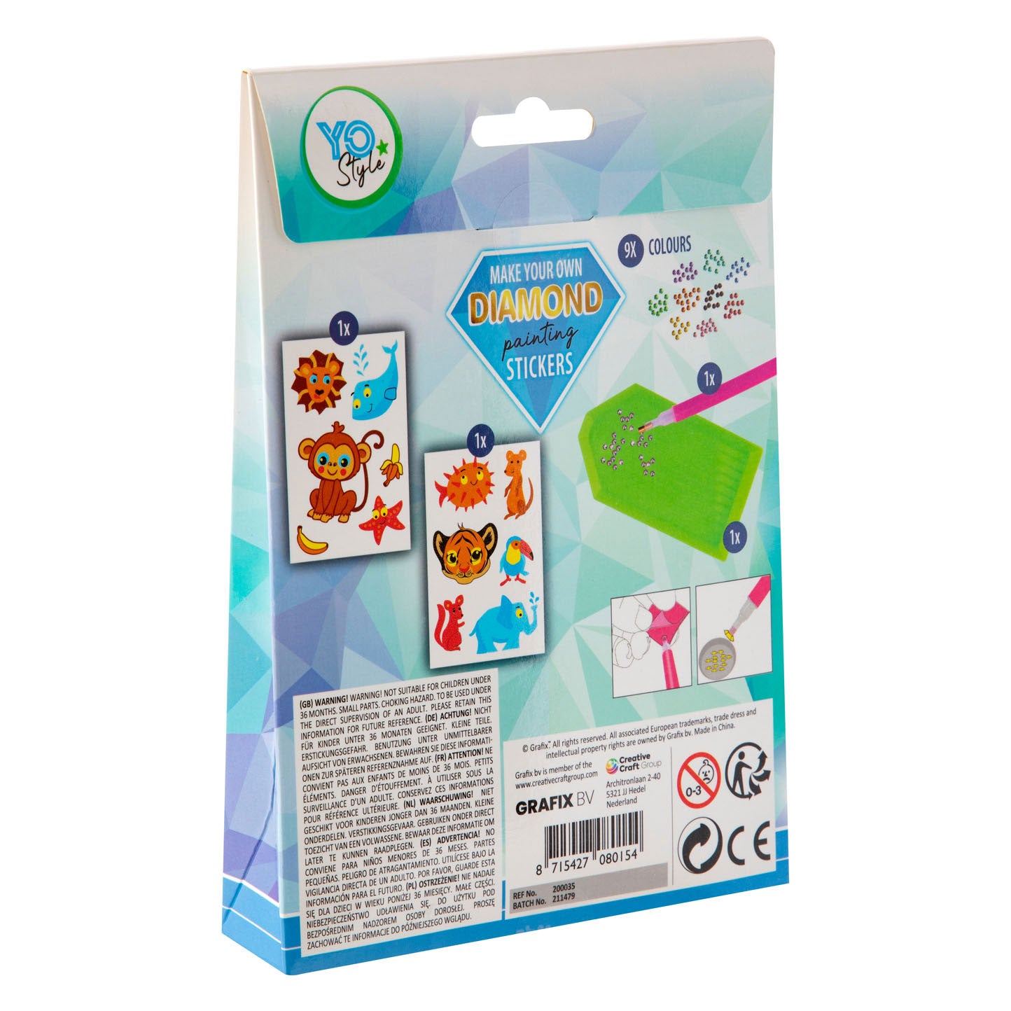 Creatieve ambachtsgroep maak je eigen diamantschilderstickers, 12dlg.