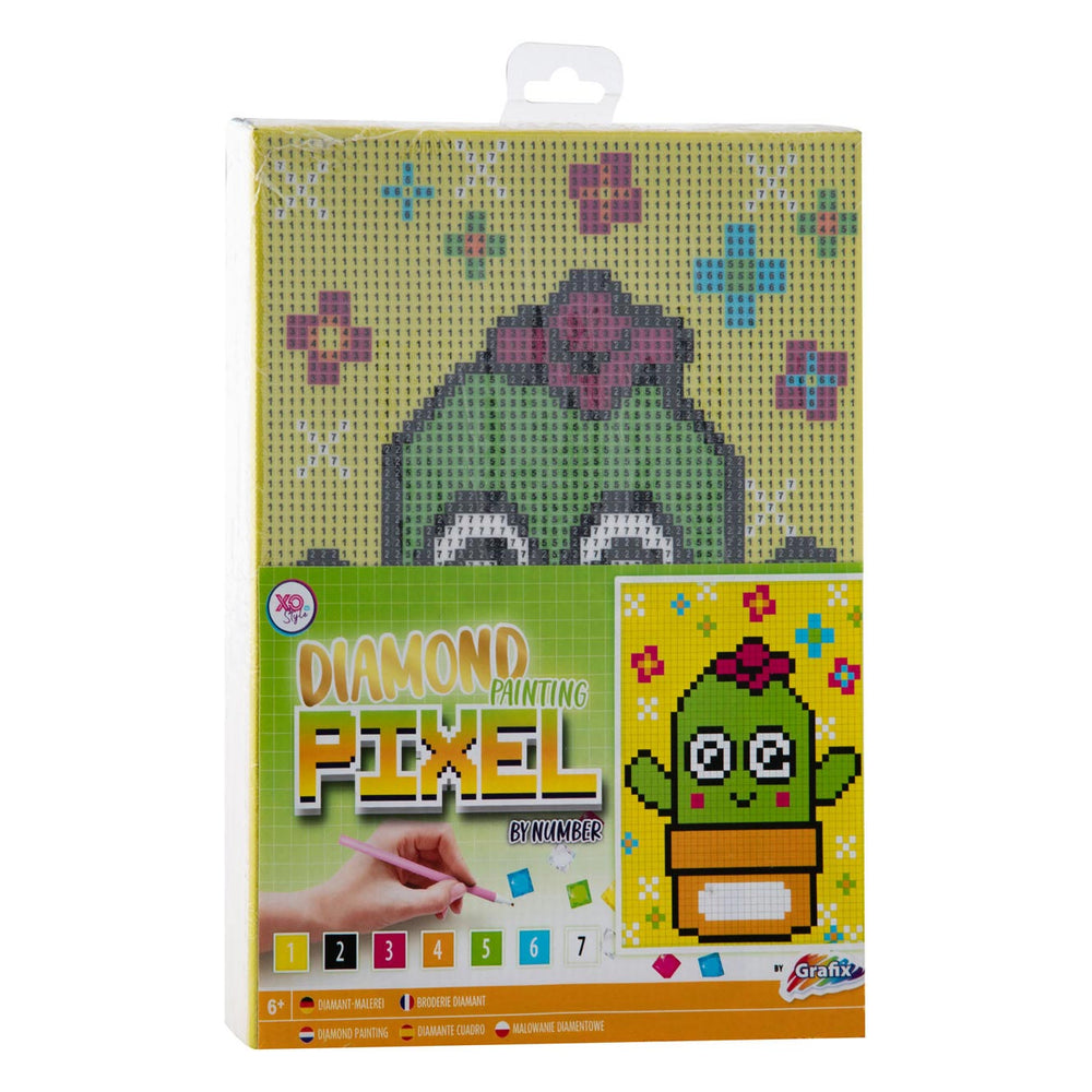 Grafix diamond painting, pixel op nummer canvas - cactus