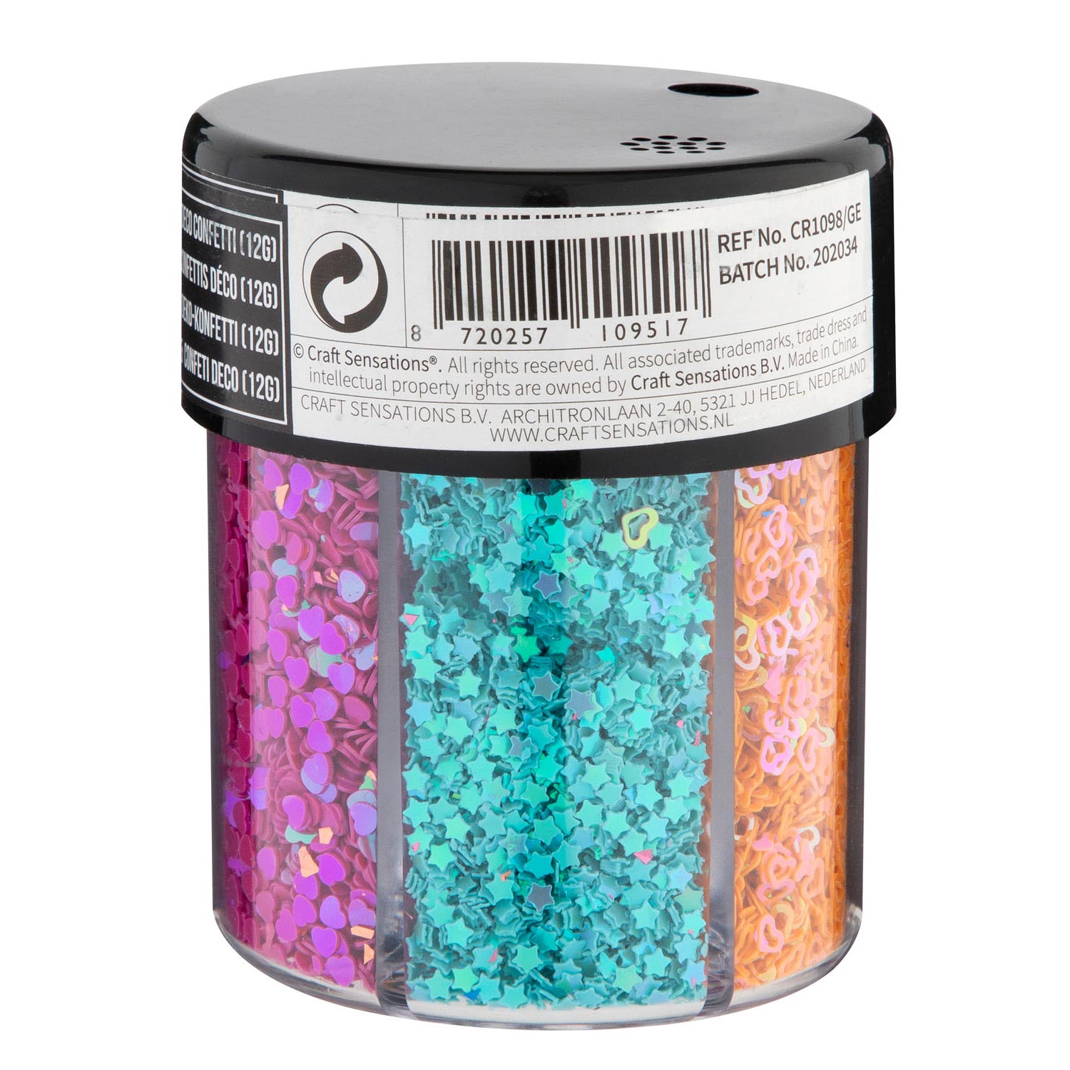 Decoratie Confetti in Pot, 6 Kleuren