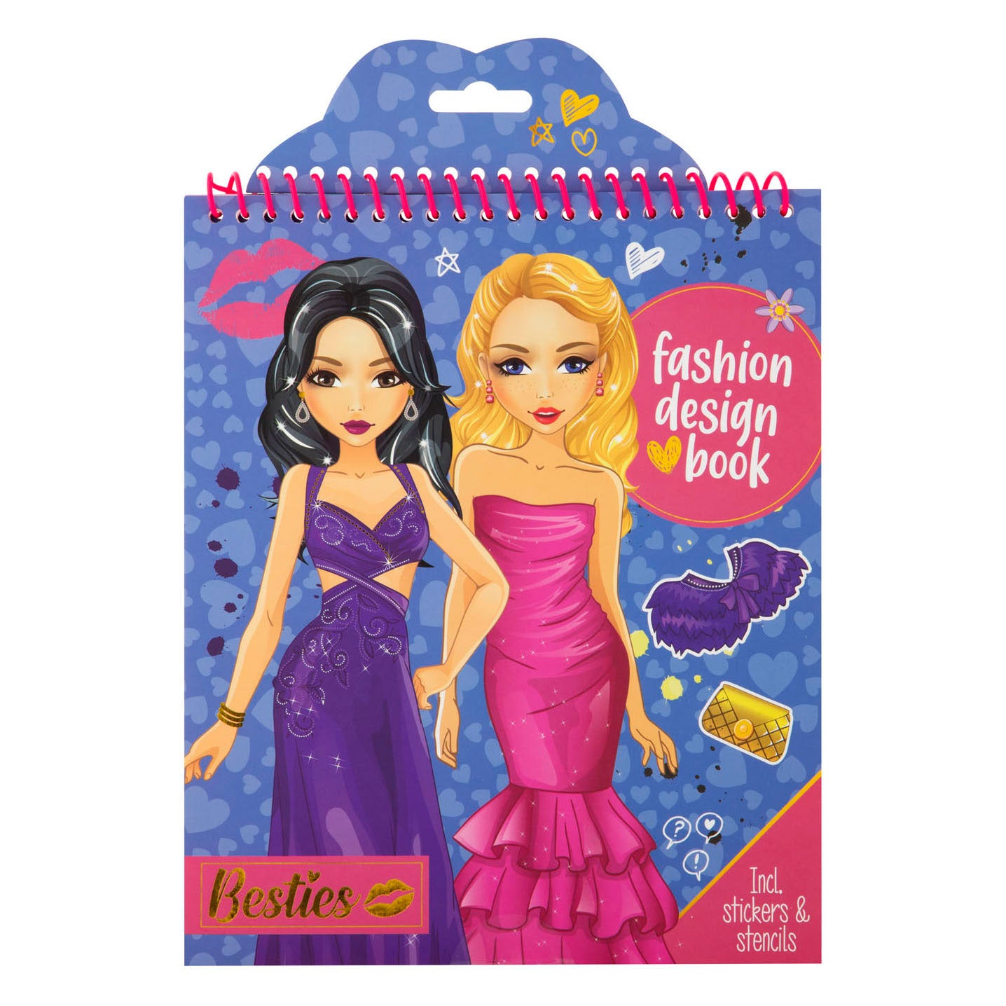 Besties fashion design kleur- en stickerboek met stencils
