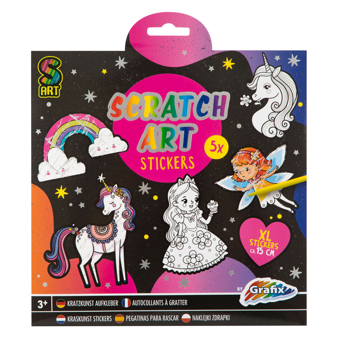 Creatieve ambachtsgroep kraskunst stickers - fantasiewereld, 6dlg.