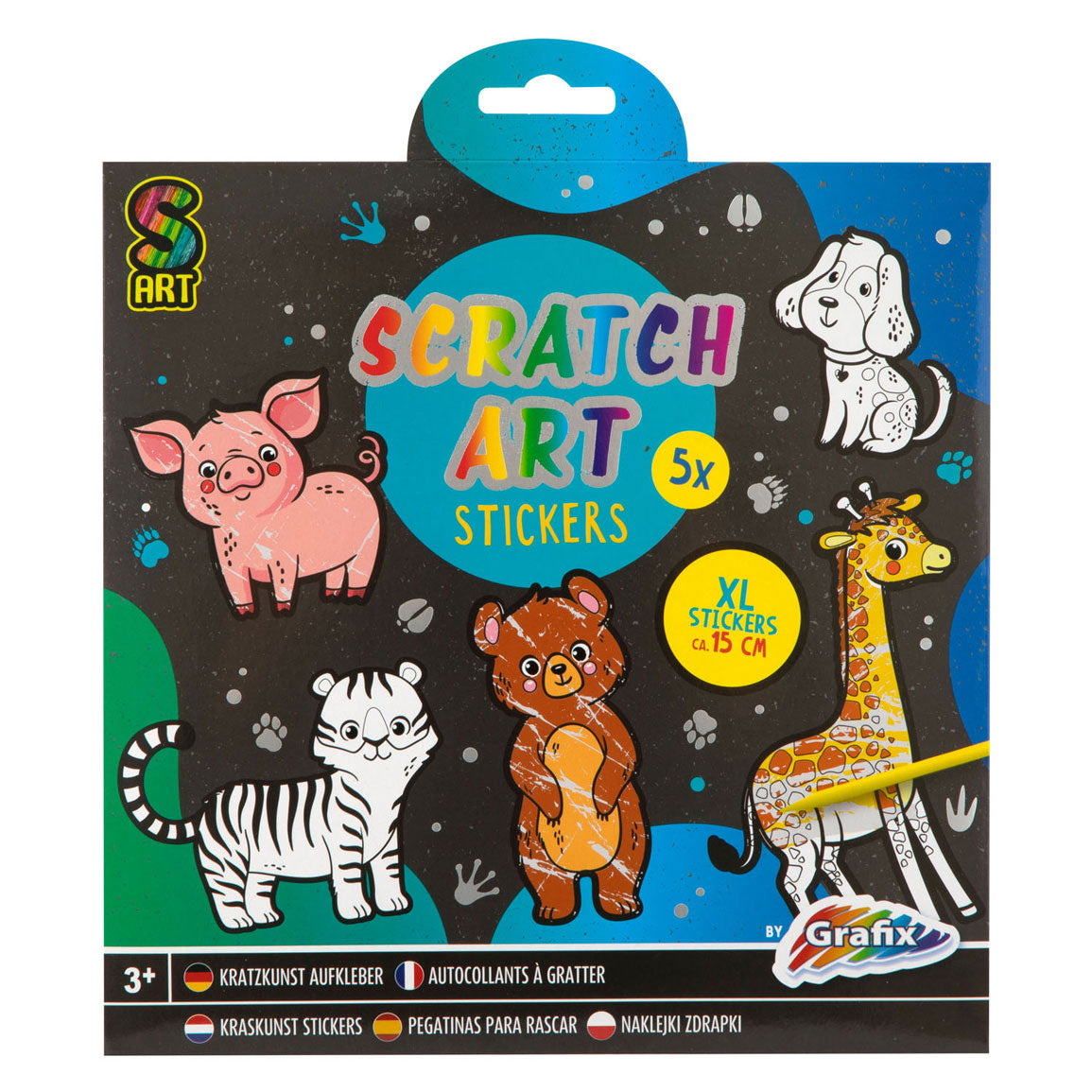 Creatieve hobbygroep kraskunst stickers - dieren, 6dlg.