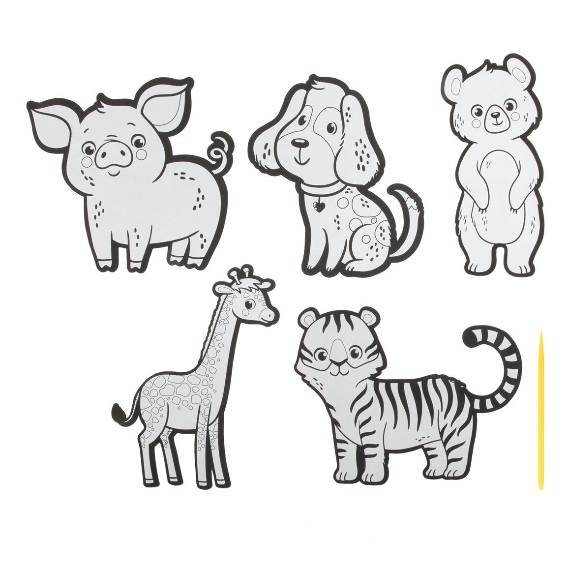Creatieve hobbygroep kraskunst stickers - dieren, 6dlg.