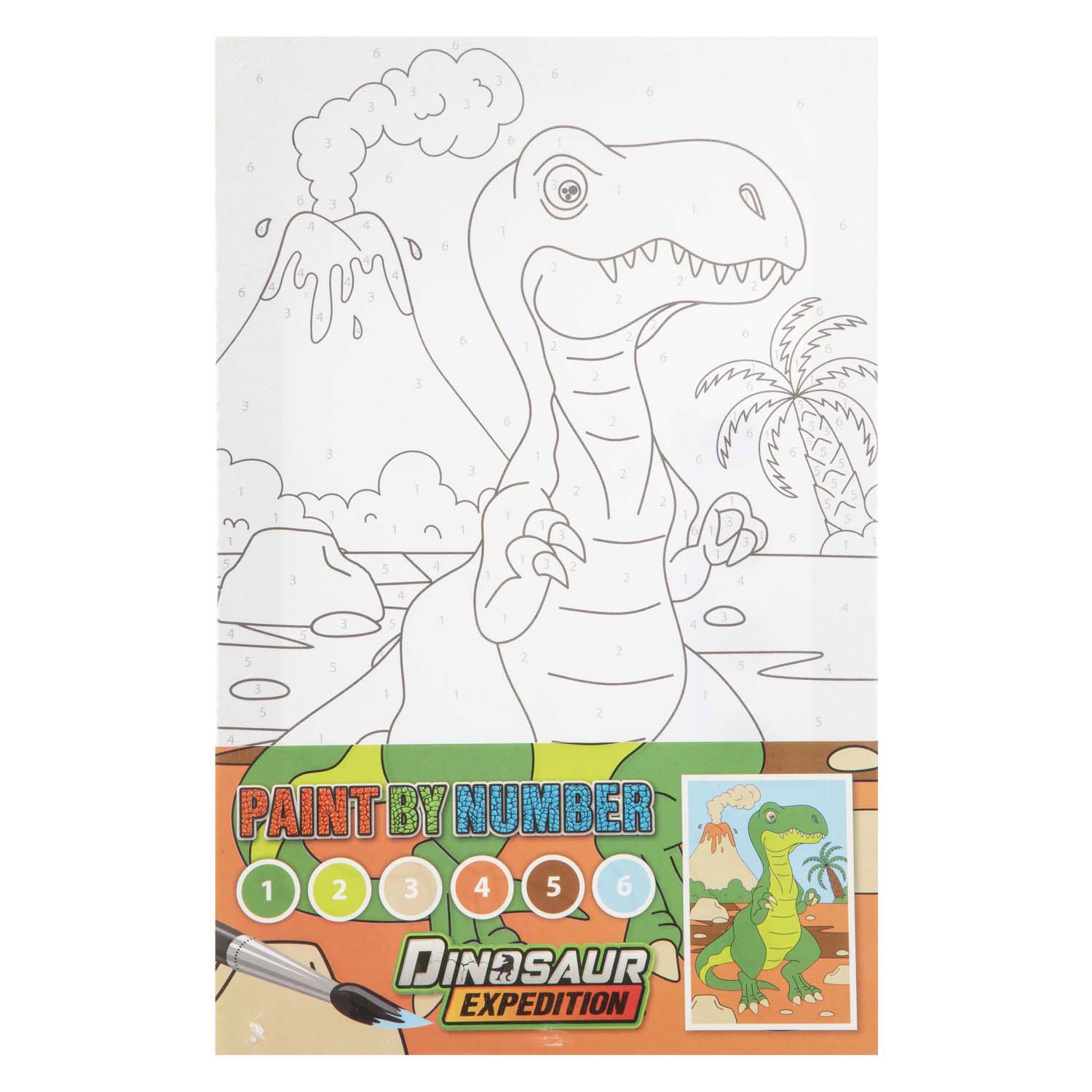 Creatieve ambachtsgroep dino schilderen op nummer verfset